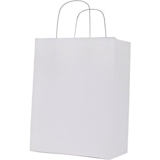 RiteEarth - 13" x 7" x 13" White Paper Twist Handle Bag, 250/Cs , 16Cs/Sk - Promenade - White Kraft