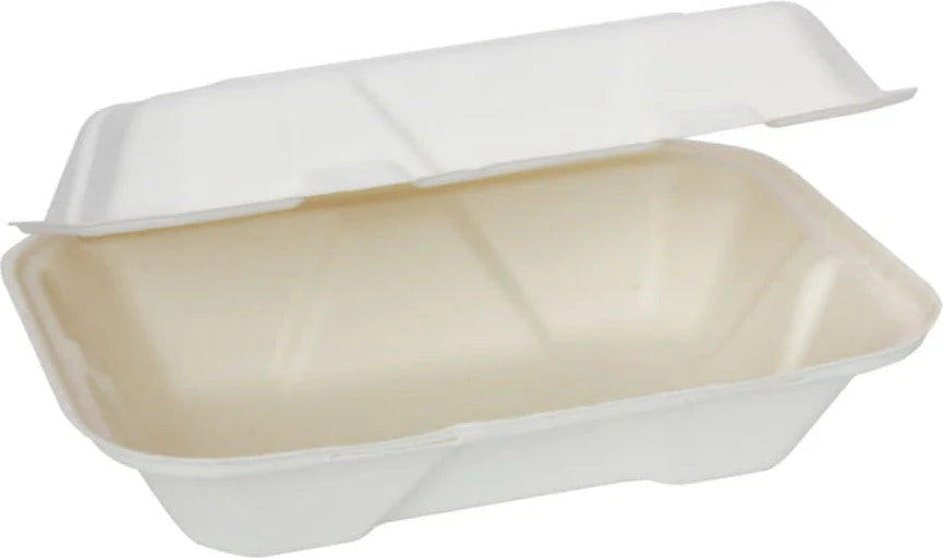 RiteEarth Fibre Hinged Lid Bagasse Container (200/Case)