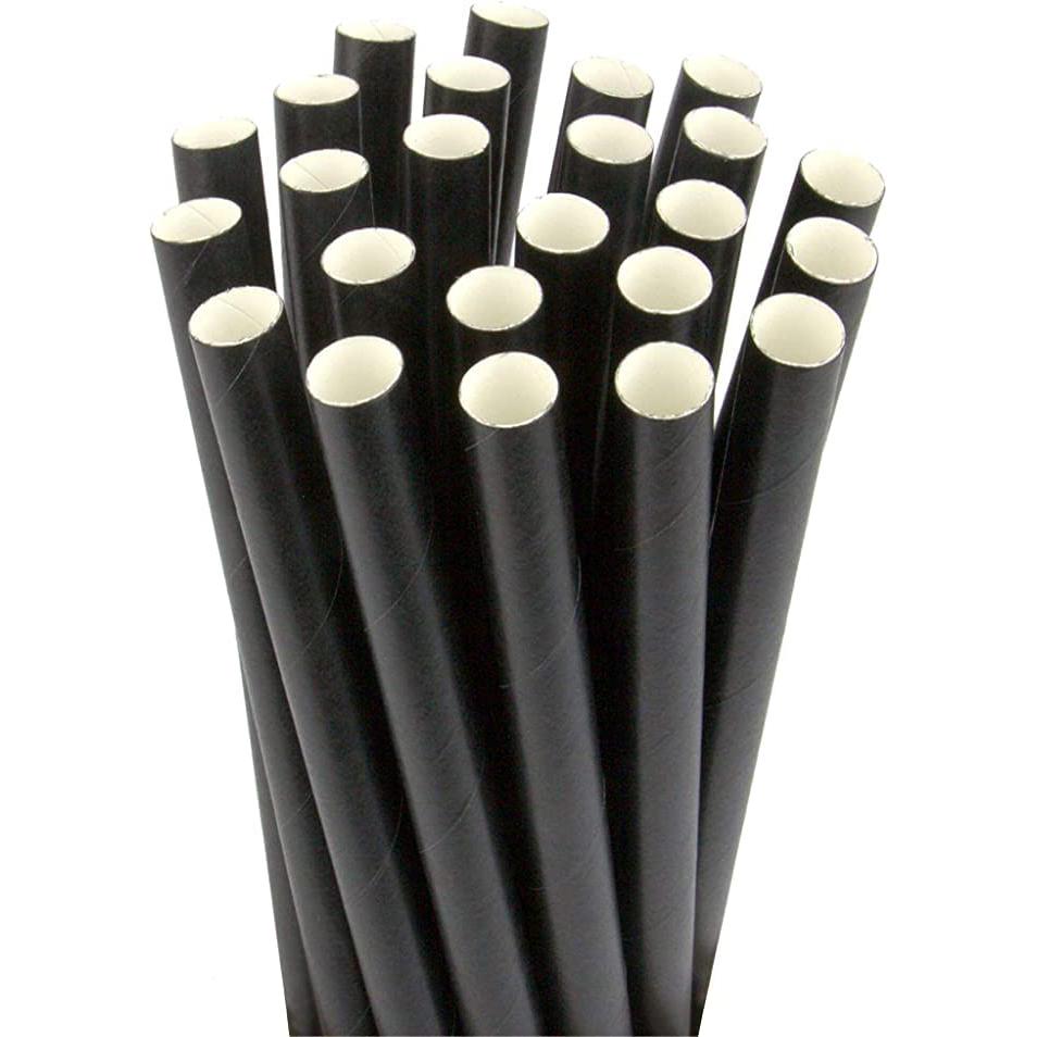RiteEarth - 6" Black Paper Milkshake Straws - SE0619