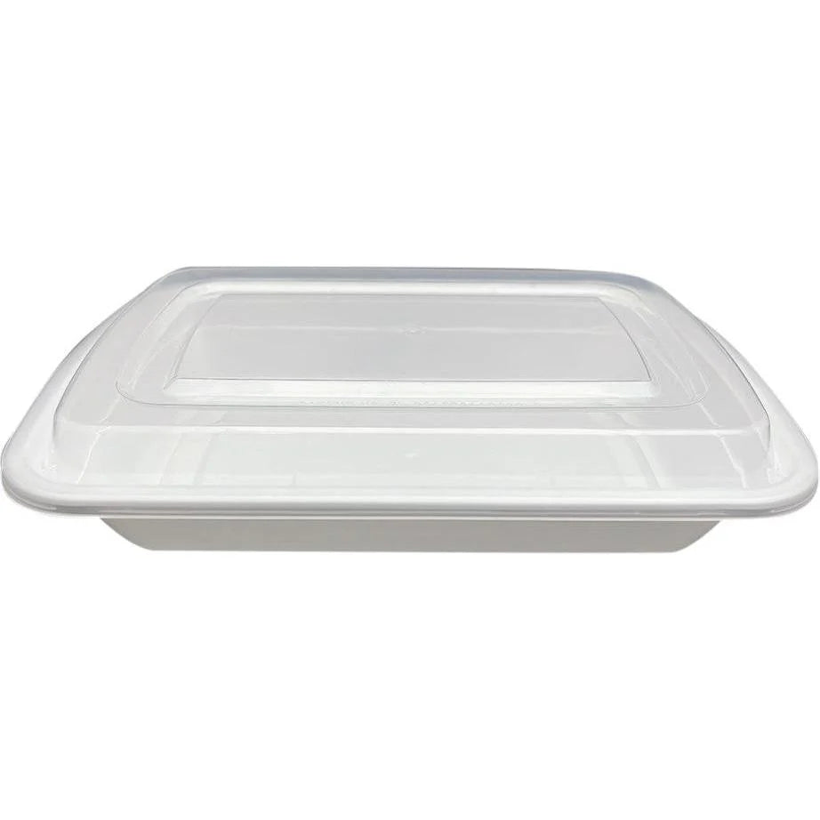 RitePak - 24 Oz, 7" x 5" x 2" White Polypropylene Rectangular Container with Lid Combo, 150/Cs - MR7524WE