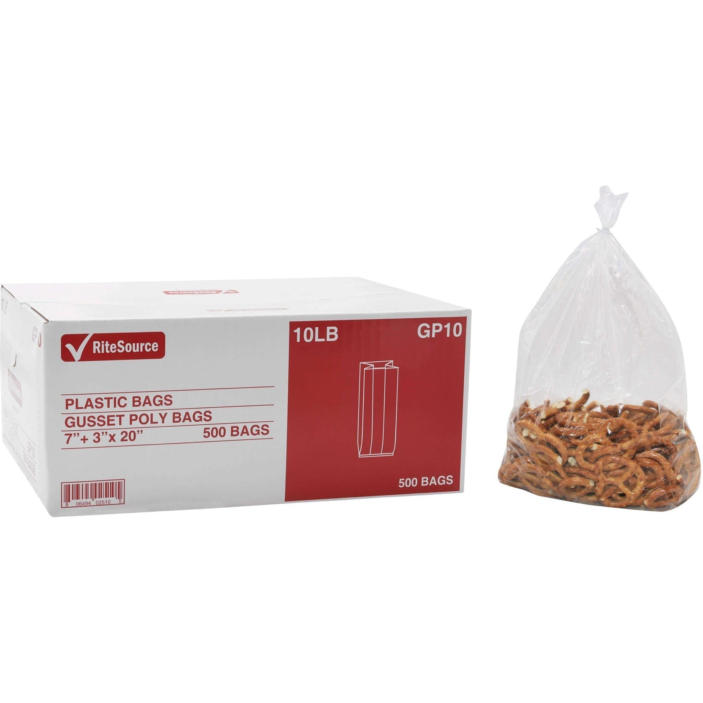 RiteSource - 7" x 3" x 20", 10 lb Clear Poly Bags, 500/bx - GP10