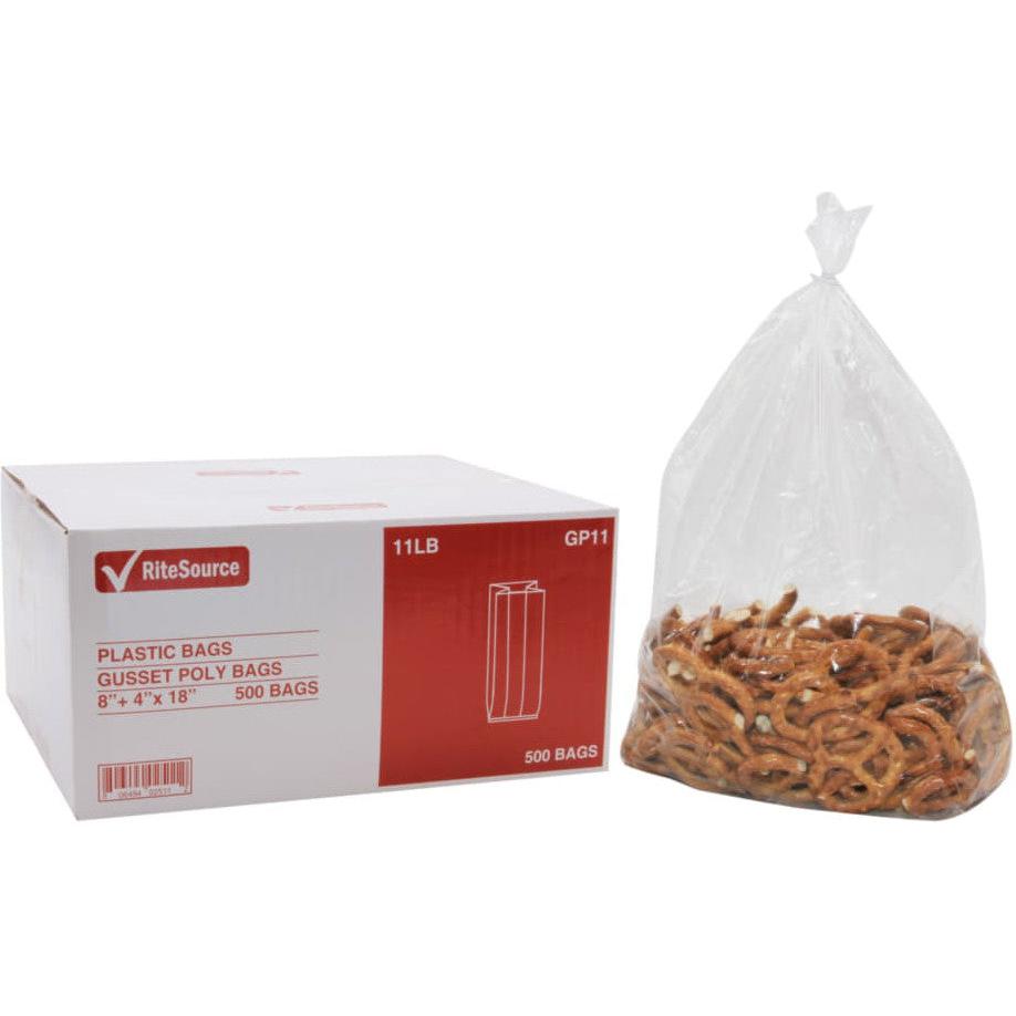 RiteSource - 8" x 4" x 18" Clear 11 lb Poly Bags, 500/bx - GP11