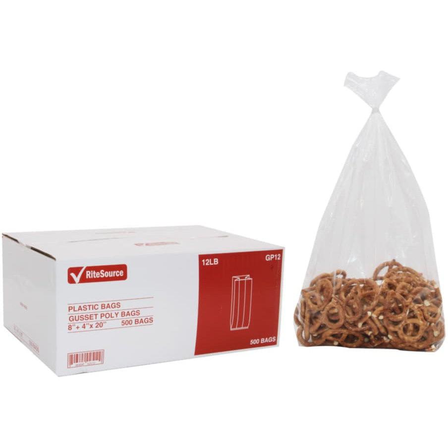 RiteSource - 8" x 4" x 20" Clear 12 lb Poly Bags, 500/bx - GP12