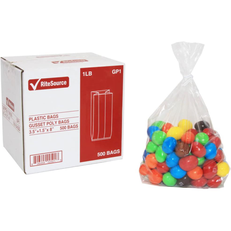 RiteSource - 3.5" x 1.5" x 8" Clear 1 lb Poly Bags, 500/bx - GP1