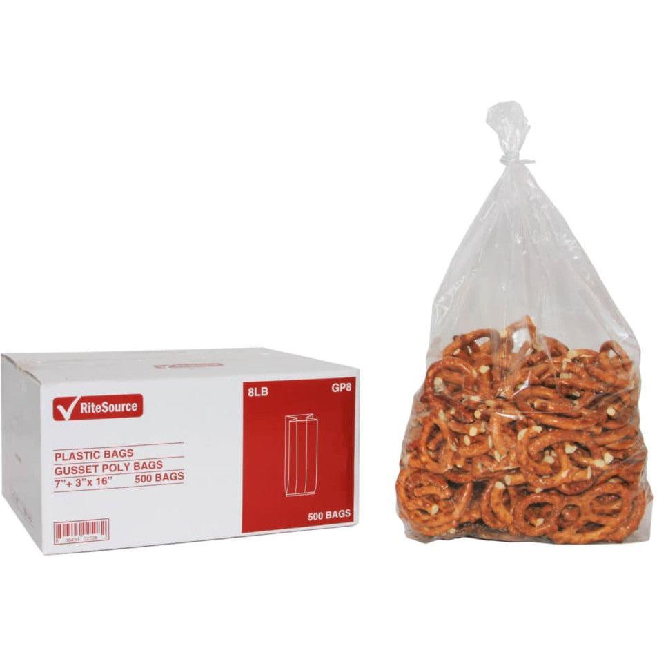 RiteSource - 7" x 3" x 16" Clear 8 lb Poly Bags, 500/bx - GP8