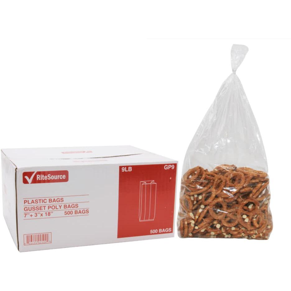 RiteSource - 7" x 3" x 18" Clear 9 lb Poly Bags, 500/bx - GP9