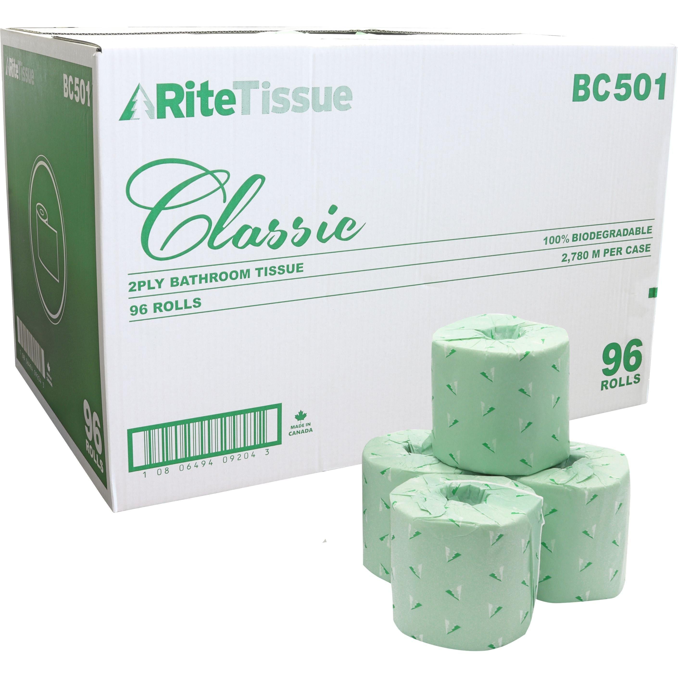 RiteTissue - Classic 2 Ply Toilet Tissue, 2,780  M per case, 96 Rl/Cs - BC501
