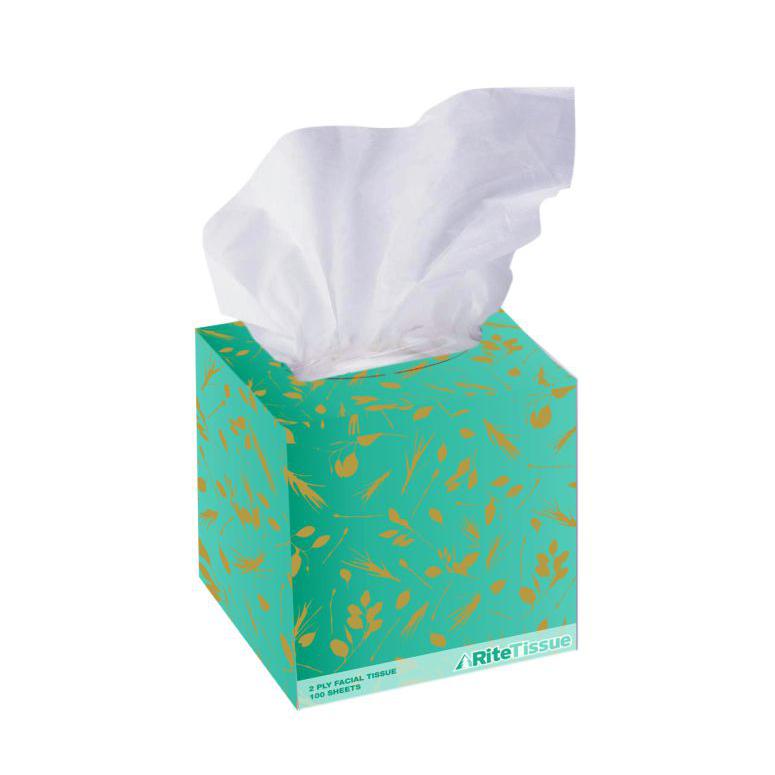 RiteTissue - 7.48" X 7.87" 2 Ply Facial Tissue Cube Box, 36 Bx/Cs - FT200