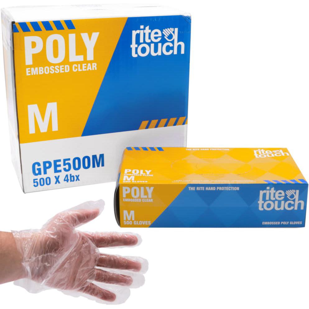 RiteTouch - Medium Poly Gloves, 500/bx - GPE500M