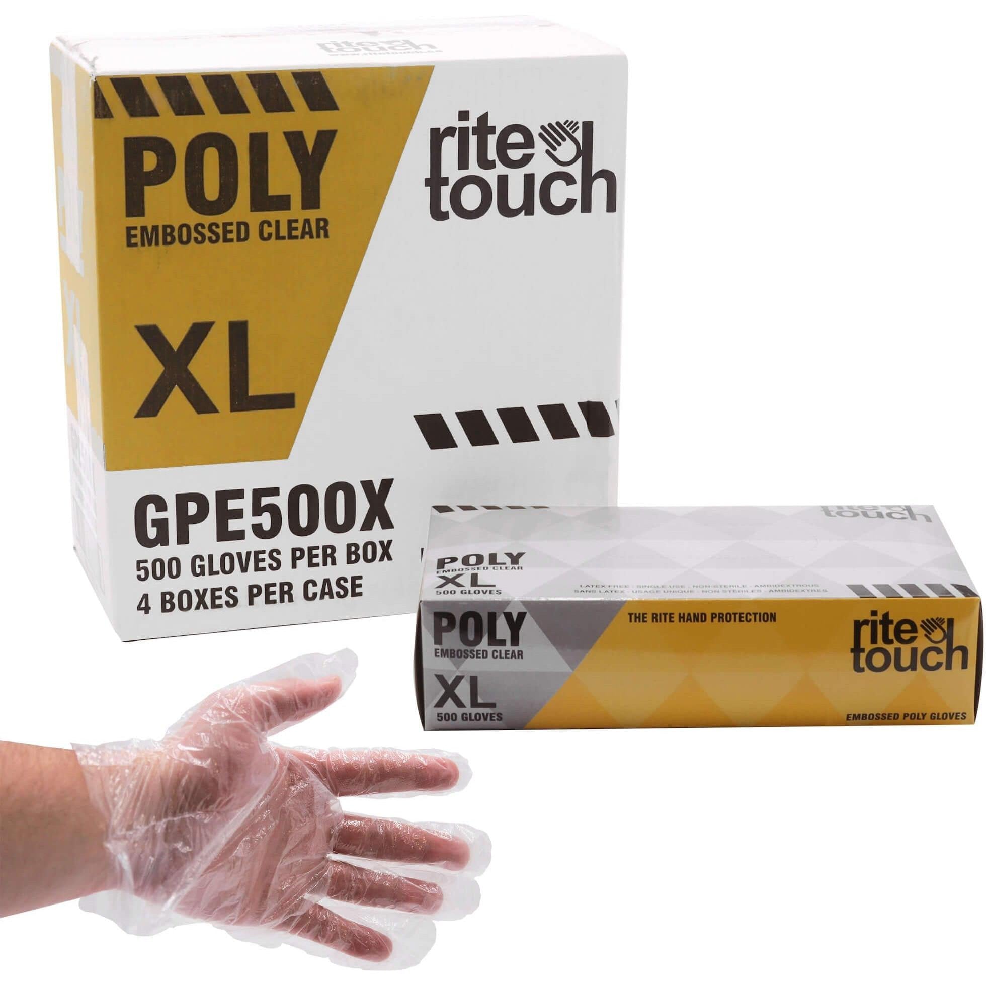 RiteTouch - X-Large Poly Gloves, 500/bx - GPE500X