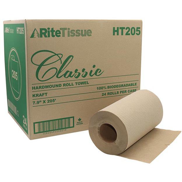 RiteTissue - 205 Feet Classic Kraft Roll Towel, 24 Rl/Cs - RTHT205