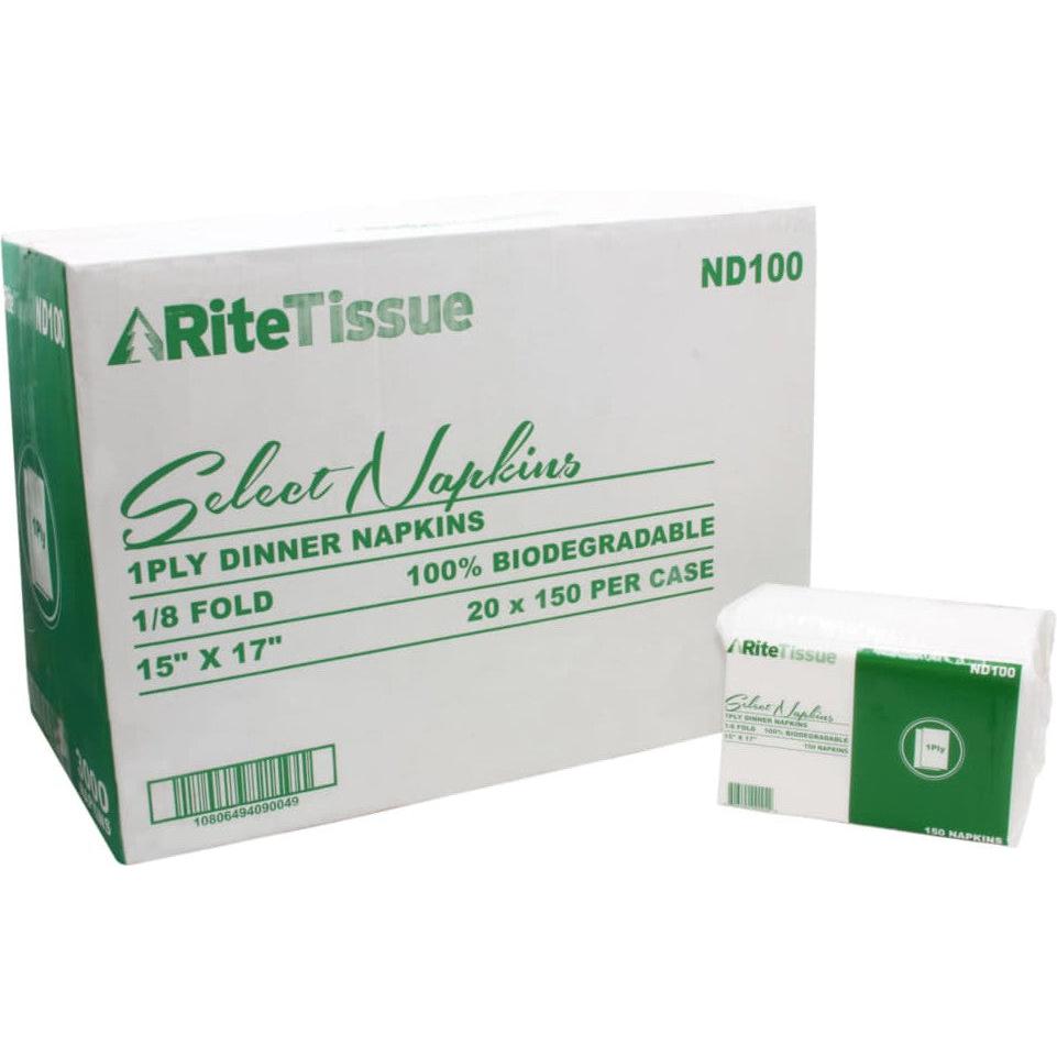 RiteTissue - 1 Ply 15" X 17" Dinner Napkin, 3000/cs - ND100