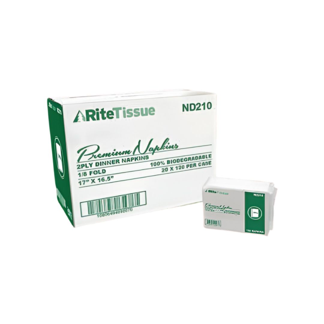 RiteTissue - 2 Ply Premium Dinner Napkin, Pack of 2400 - ND210