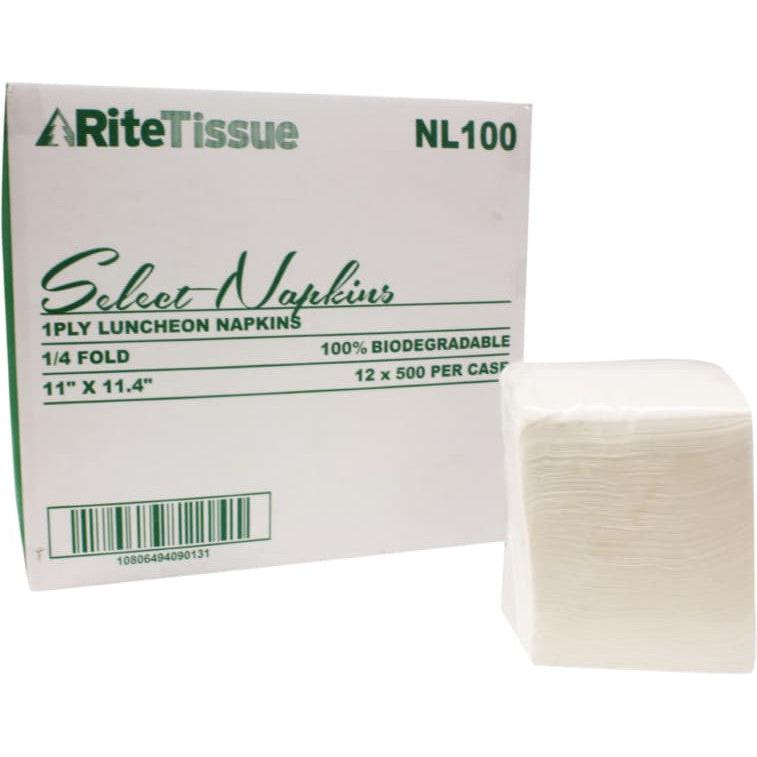 RiteTissue - 1 Ply 12" X 12" Luncheon Napkins with 1/4 Fold, 6000/Cs - NL100