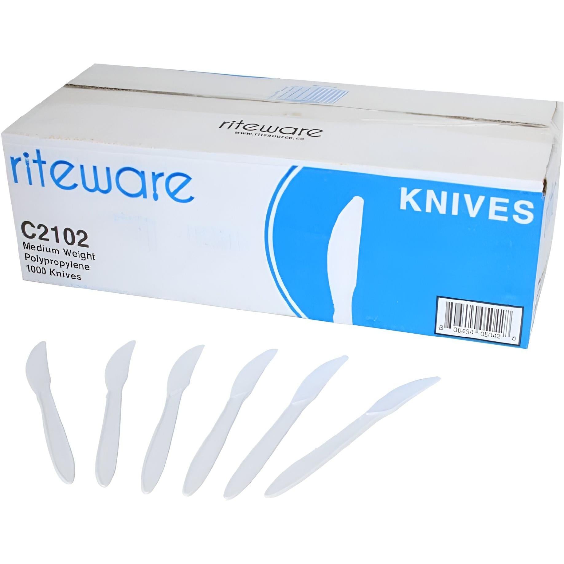 RiteWare - White Medium Polypropylene Knives Weight Cutlery, 1000/Cs - C2102