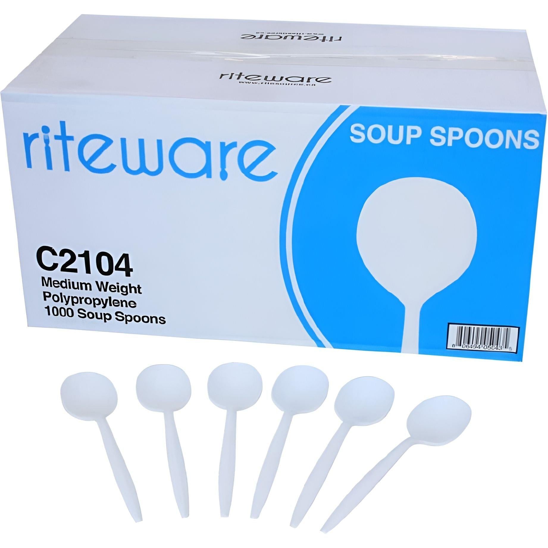 RiteWare - Medium White Soup Spoons Weight Cutlery, 1000/Cs - C2104