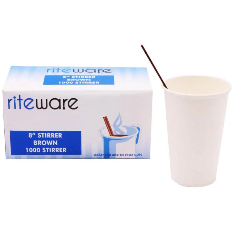RiteWare - 8" Brown Coffee Stirrer, 1000/bx, 10bx/cs - SP0838
