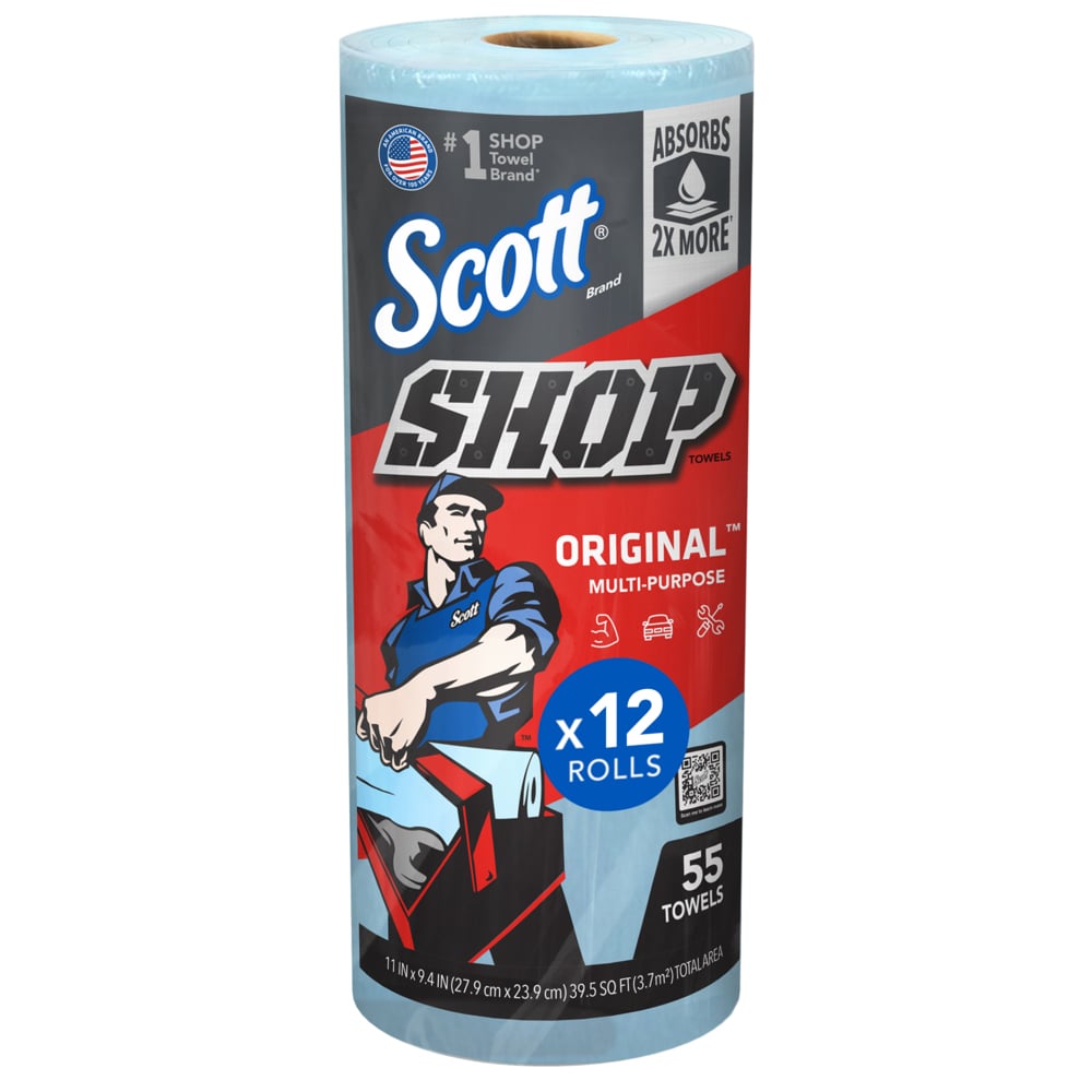 Scott® Original Blue Shop Towels – Heavy-Duty, Multi-Purpose Disposable Towels