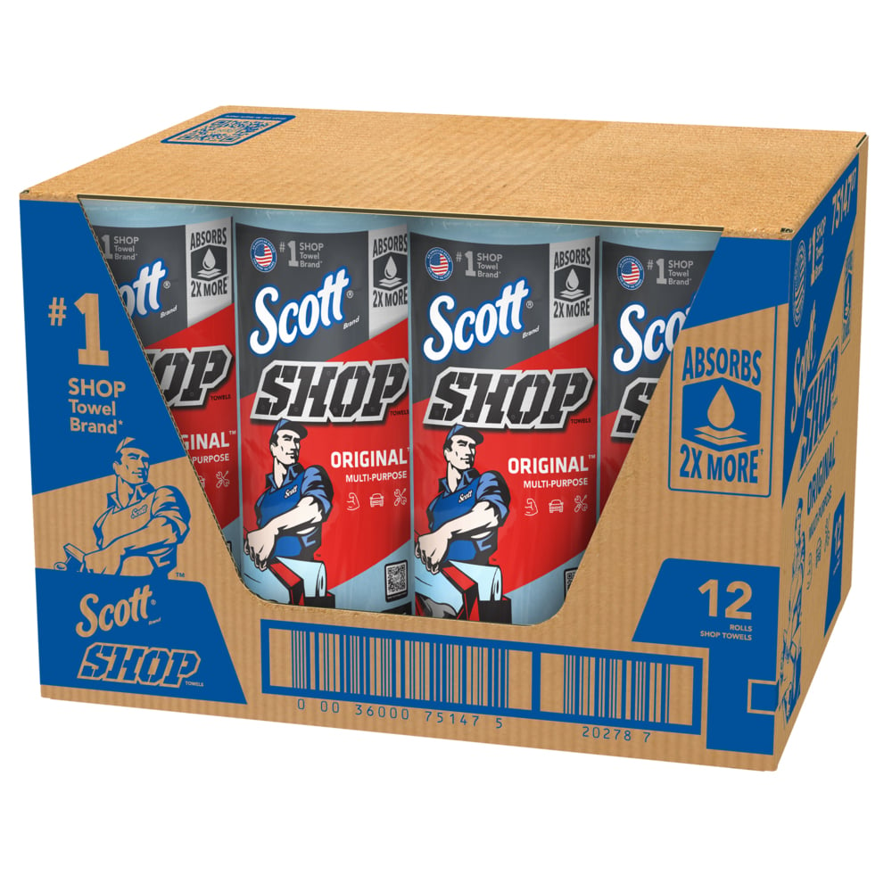 Scott® Original Blue Shop Towels – Heavy-Duty, Multi-Purpose Disposable Towels