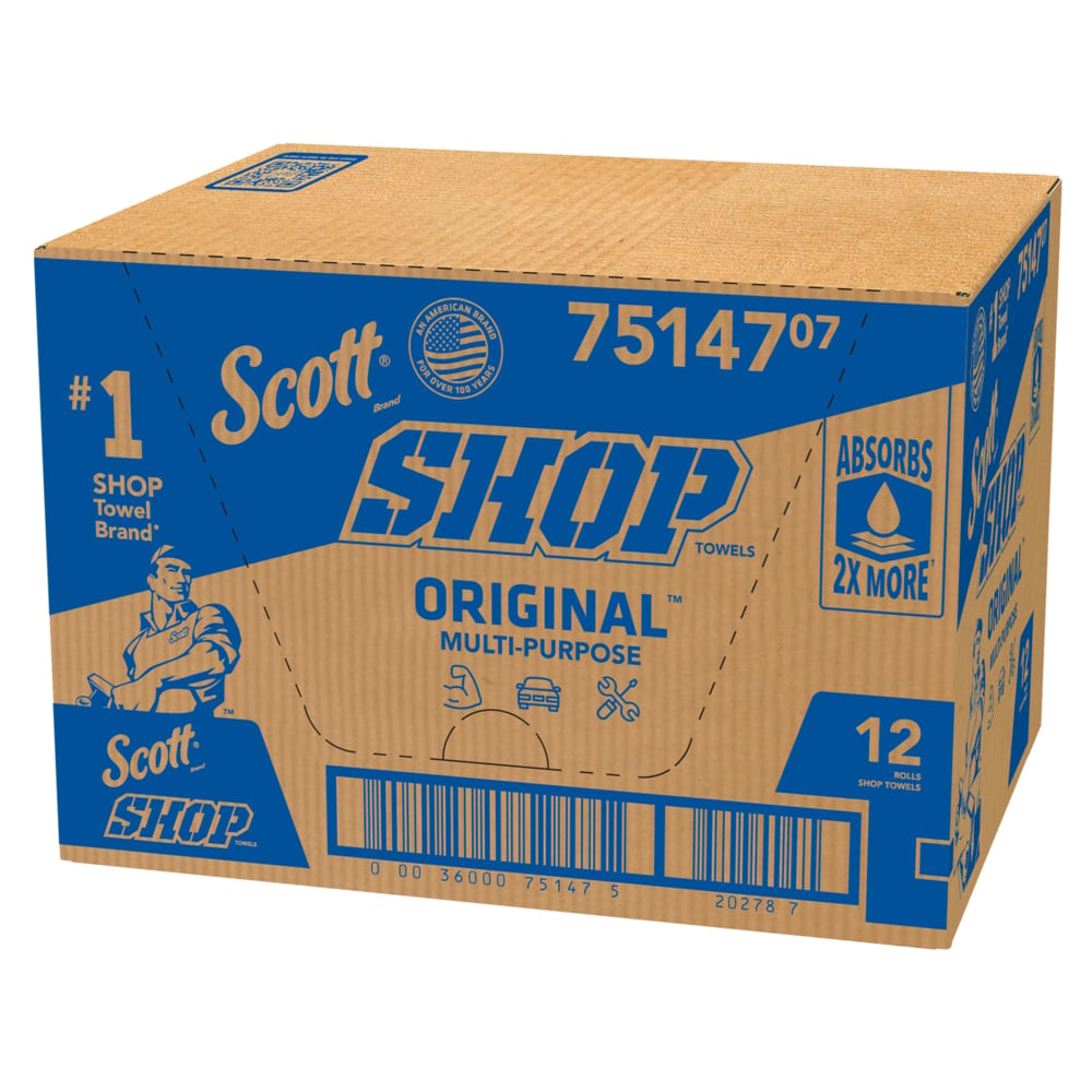 Scott® Original Blue Shop Towels – Heavy-Duty, Multi-Purpose Disposable Towels