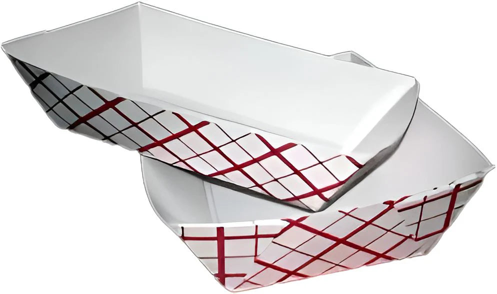 Specialty Quality Packaging - #100, 1 lb Rectangle Red Plaid Food Tray, 1000/Cs - 8701