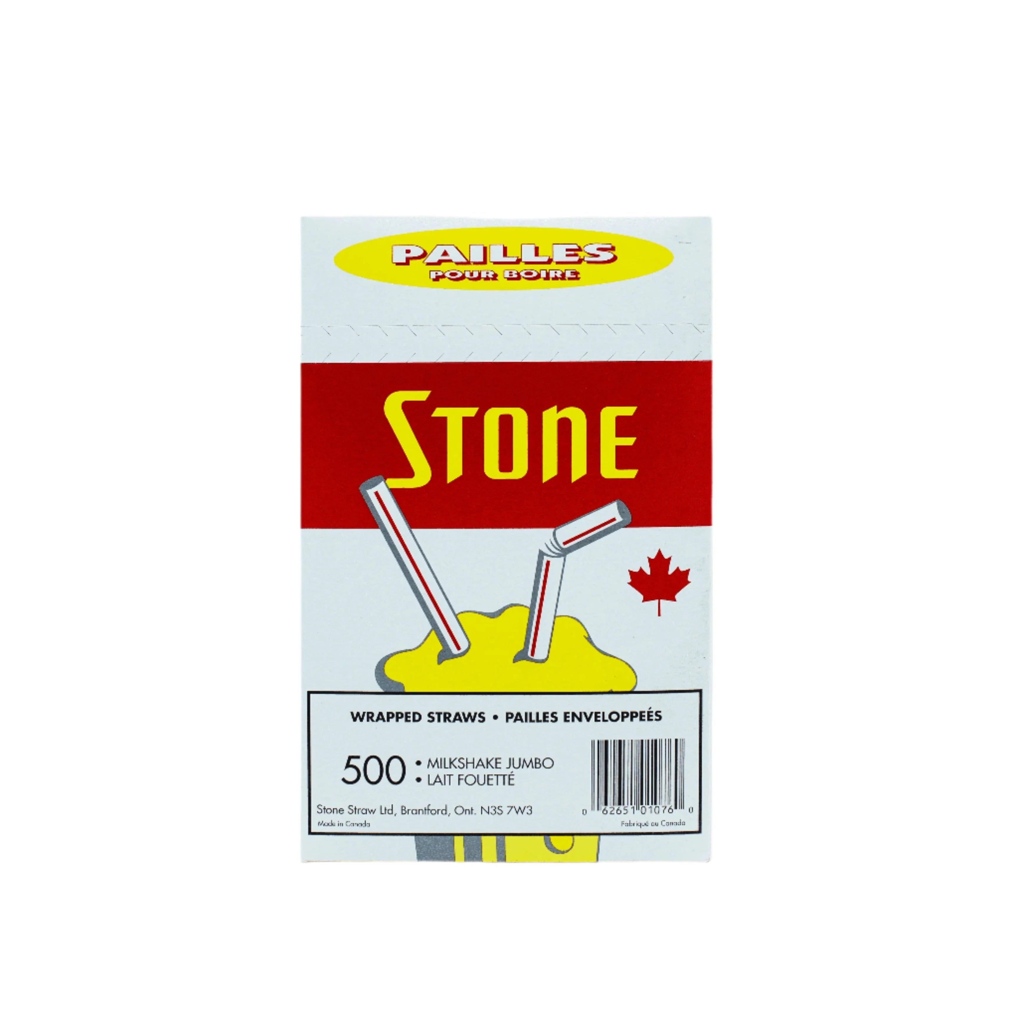 Stone - 8" Milkshake White Wrapped Straw, 500/Box - 081300