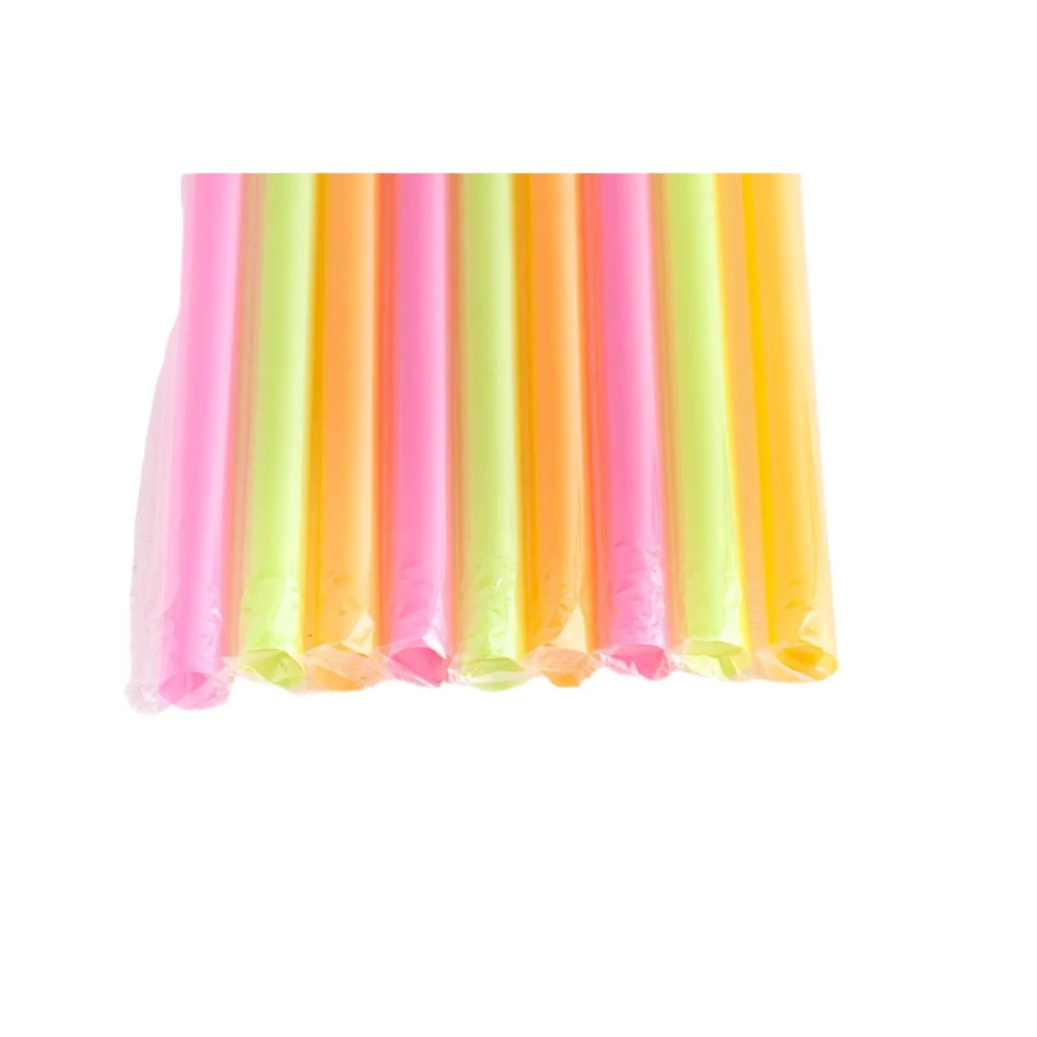 Stone - 10" Film Wrap Stout Straw Assorted Neon, 500/cs - 089200