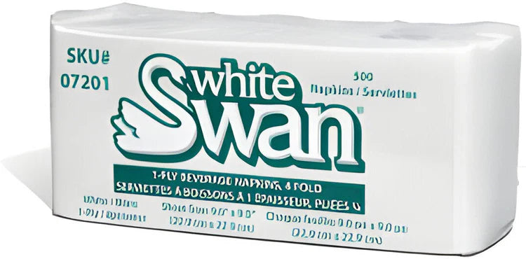 White Beverage Napkins, 4 Fold, 3600/Cs – White Swan